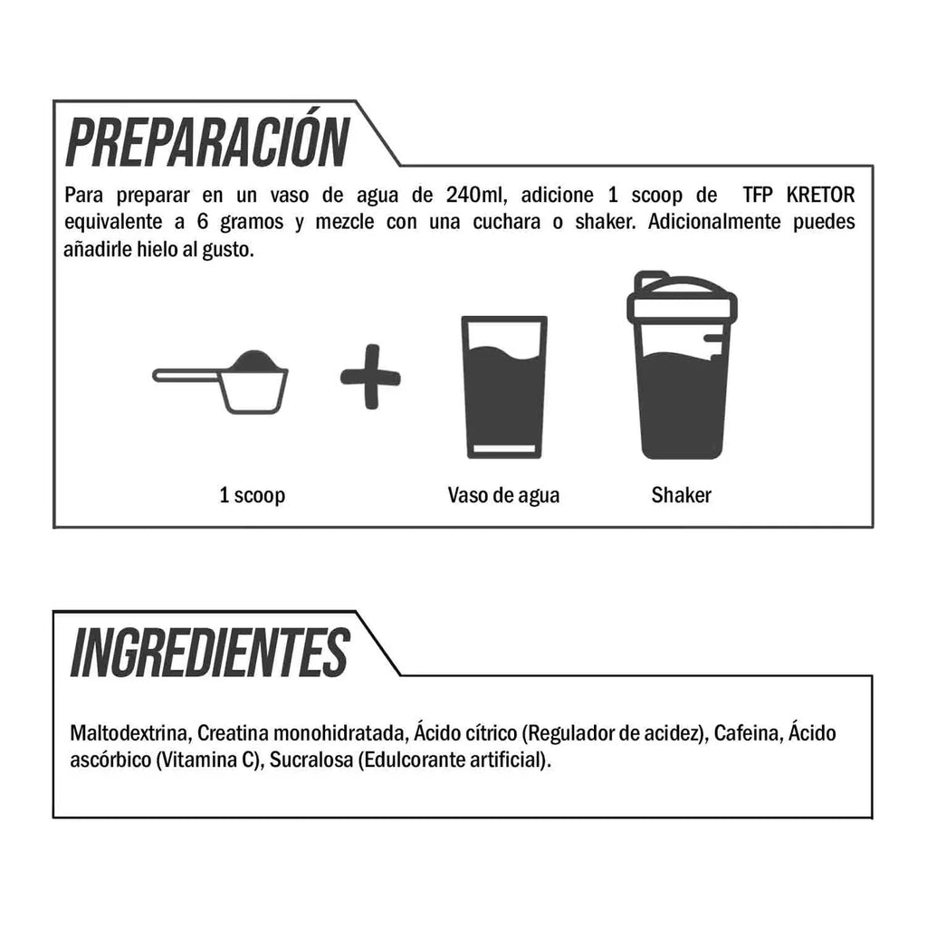 Creatina  TFP Kretor 300 Gramos (50 Servicios)