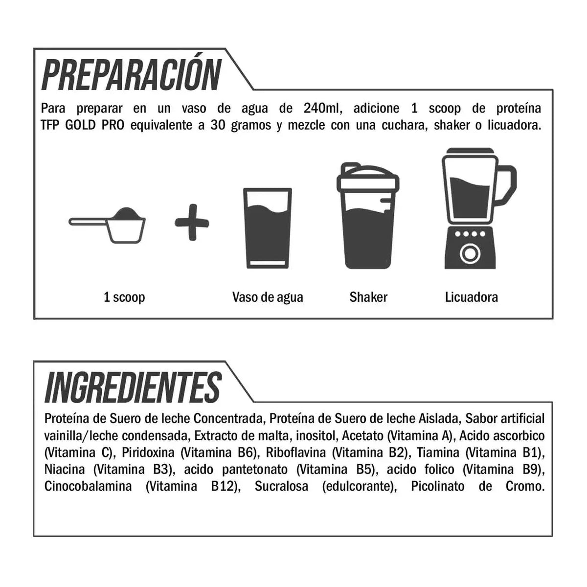 Proteina TFP Gold Pro 100% Whey 2 Lbs Sabor vainilla