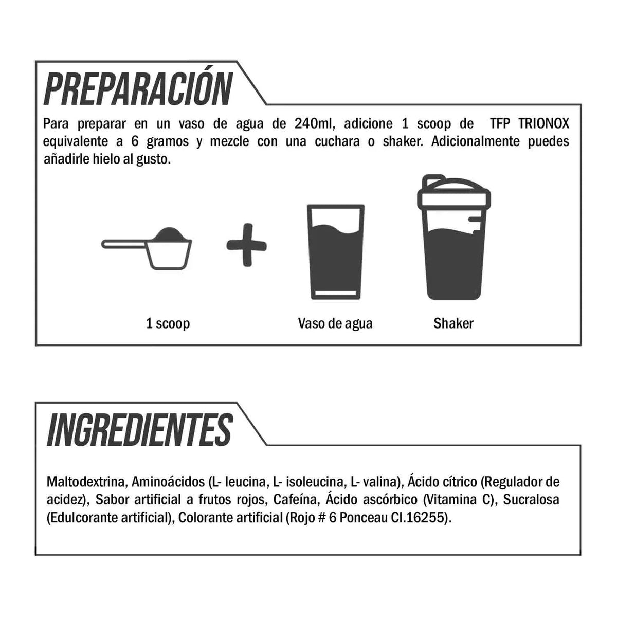 Aminoacidos TFP Trionox con BCAAS 300 Gramos (50 Servicios)